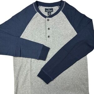 TAILOR VINTAGE Navy Blue AIROTEC Long Sleeve Ringer Henley Shirt Men's Small NEW